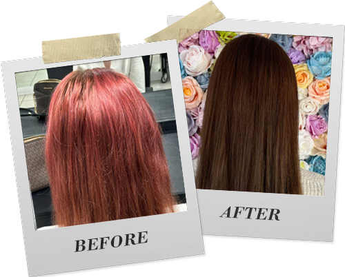 Voor en na: rood haar gekleurd naar warm bruin
